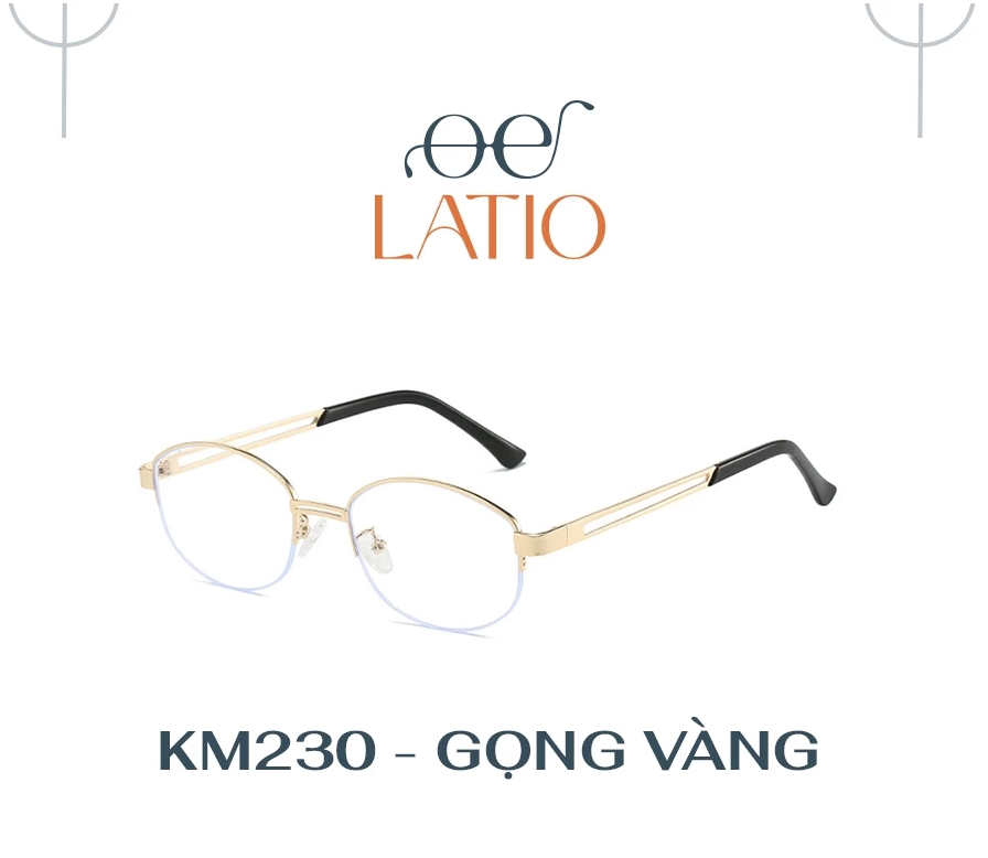 Gọng kính mắt oval LATIO chất liệu kim loại cao cấp chắc chắn, kiểu dáng hiện đại thời trang - KM230