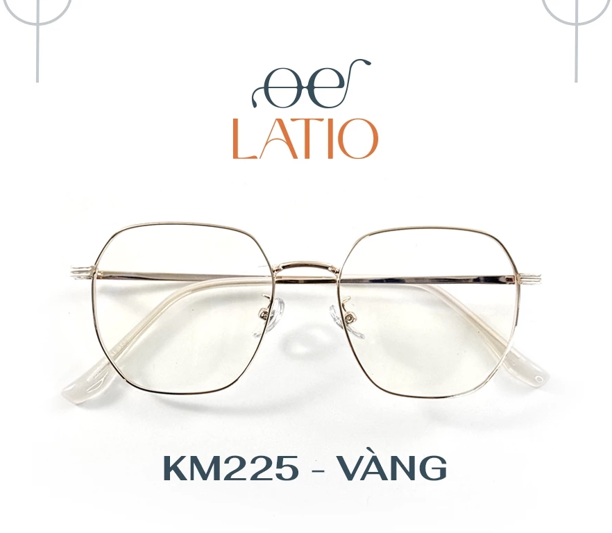 Kính thời trang nữ LATIO, Kính mắt thiết kế đa giác trẻ trung, hiện đại, tròng kính chống ánh sáng xanh - KM225