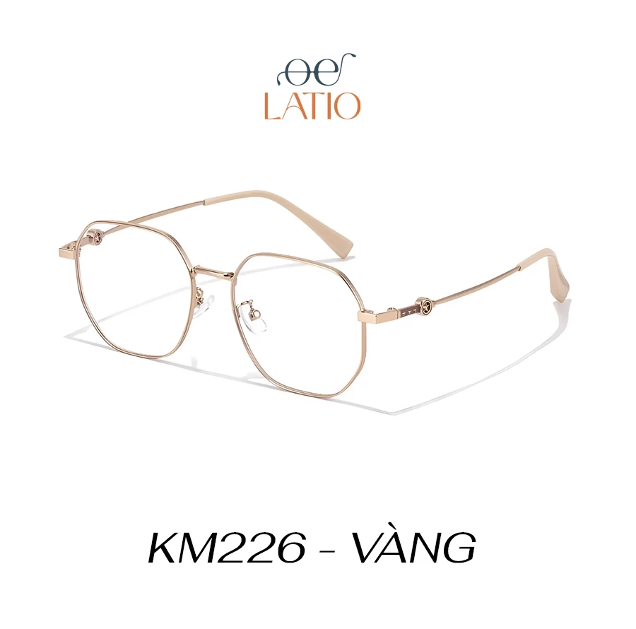 Kính mắt LATIO, Gọng kính kim loại thiết kế sang trọng, cổ điển tôn lên đường nét khuôn mặt - KM226