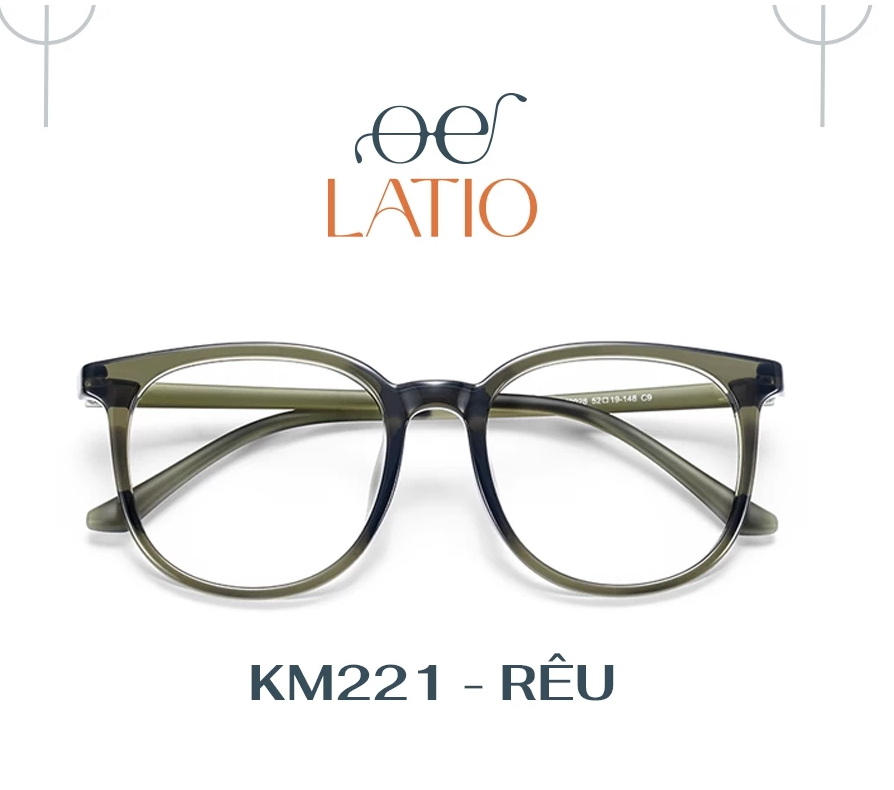 Kính mắt LATIO, Gọng kính thời trang basic, điển nhấn nhẹ nhàng, tinh tế, tròng kính chống ánh sáng xanh - KM221