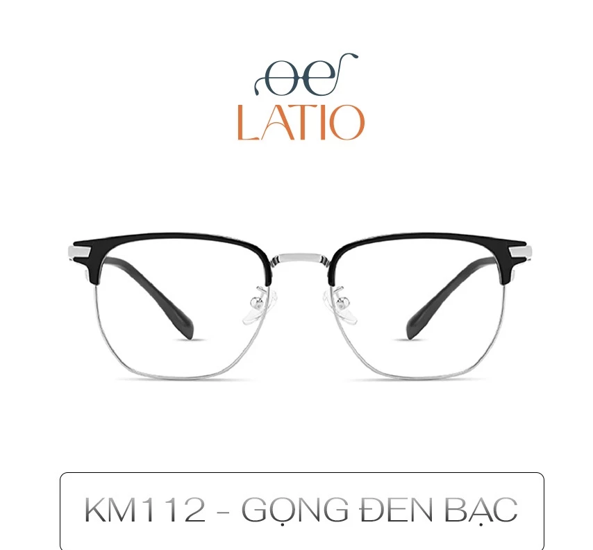 Kính nửa gọng nam nữ LATIO, Gọng kính vuông mạnh mẽ tinh tế, màu sắc thanh lịch tôn lên đường nét khuôn mặt - KM112