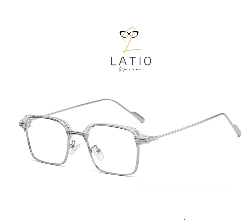Kính vuông Latio, kính mắt nam nữ thiết kế nửa gọng cổ điển sang trọng, chất liệu hợp kim kết hợp nhựa tr90 - KM164