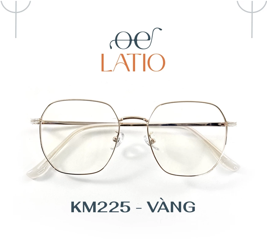Kính thời trang nữ LATIO, Kính mắt thiết kế đa giác trẻ trung, hiện đại, tròng kính chống ánh sáng xanh - KM225