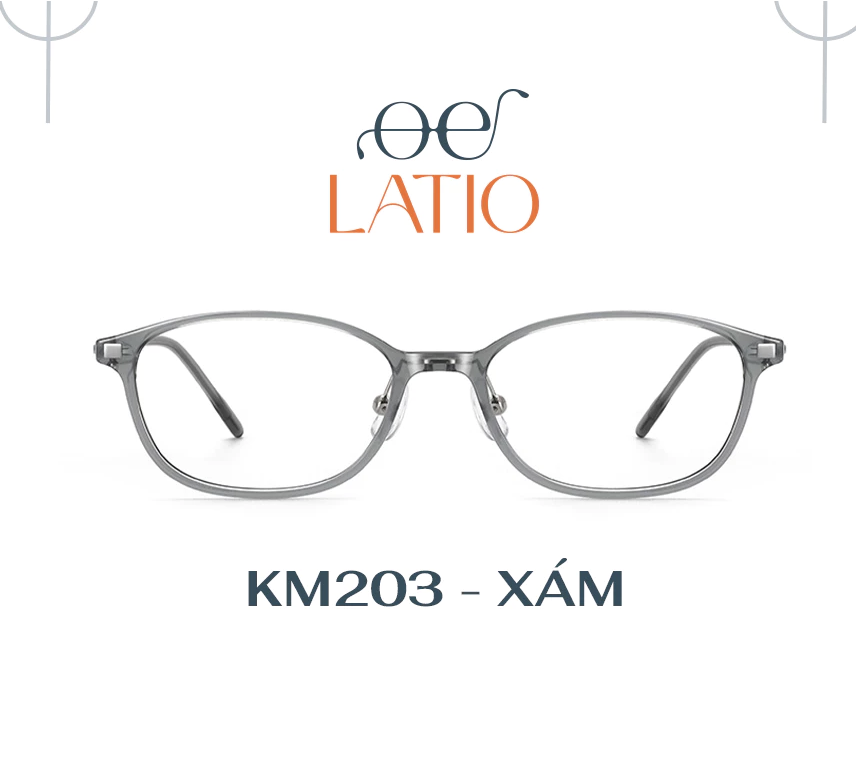 Kính mắt oval nữ LATIO, Gọng kính kim loại kết hợp nhựa TR90 bền bỉ, chống ánh sáng xanh, trẻ trung và cuốn hút - KM203