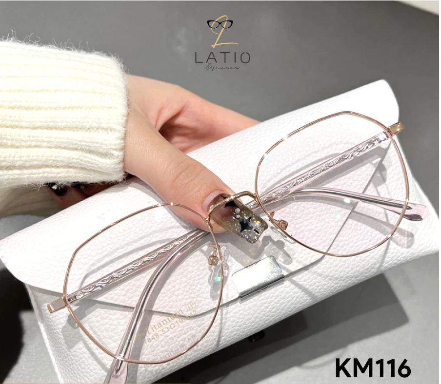 Kính mắt LATIO, Gọng kính kim loại thiết kế sang trọng, cổ điển tôn lên đường nét khuôn mặt - KM226